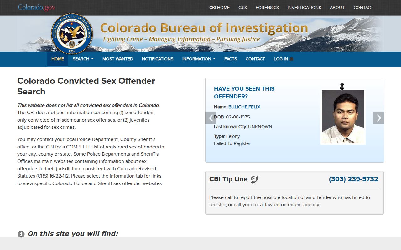 Prowers County sex offender search on the Colorado registry