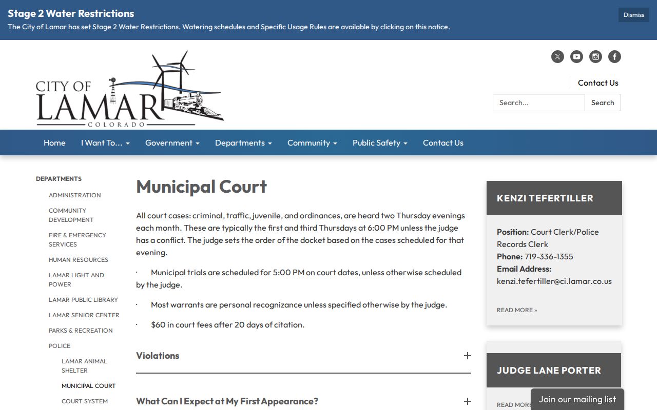 Lamar criminal records municipal court page