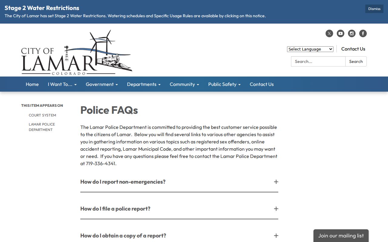 Lamar criminal records police information page