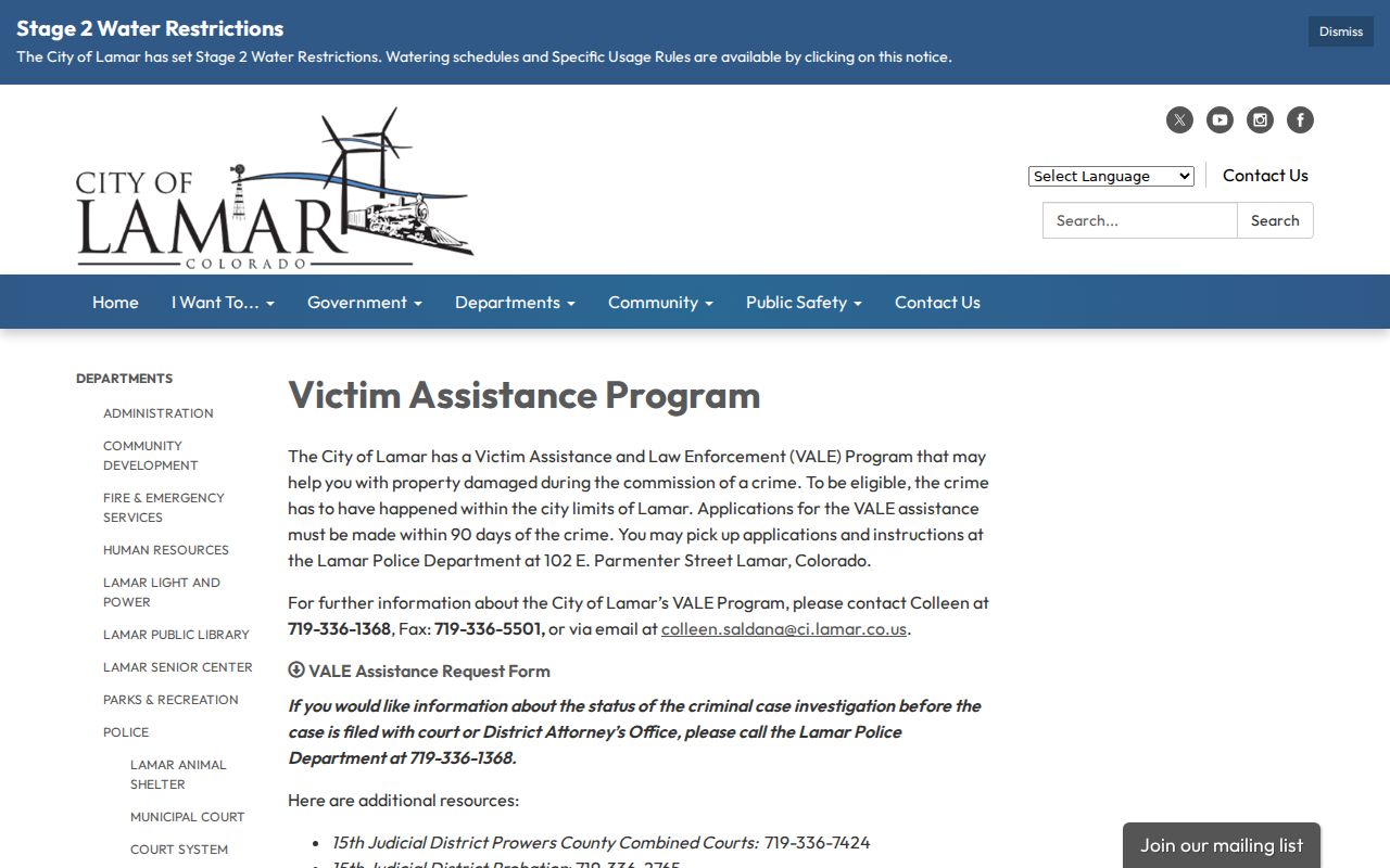 Lamar criminal records victim assistance information