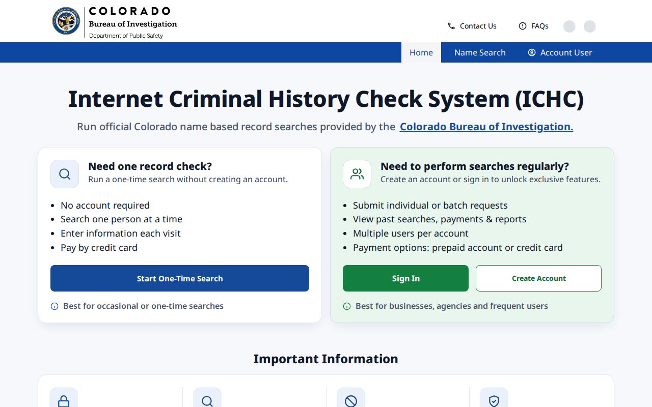 Prowers County criminal history search through CBI ICHC